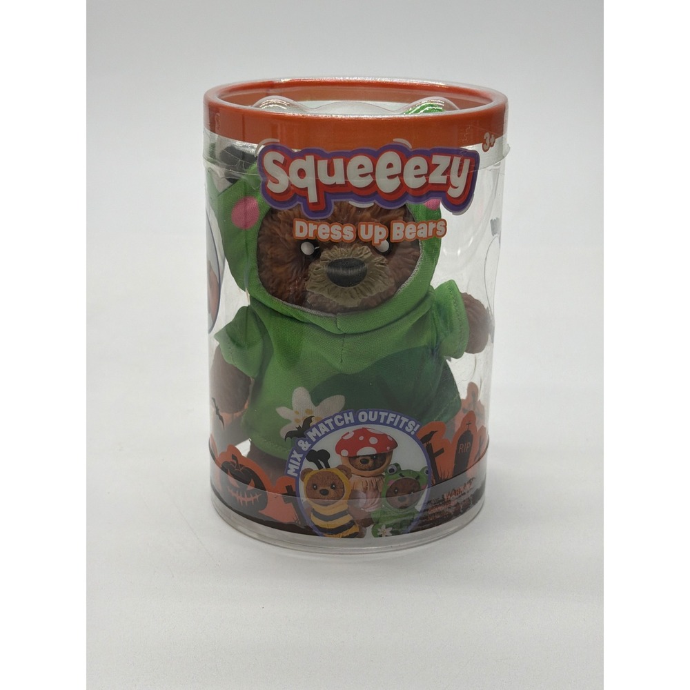 Toymendously Squeeezy Dress Up Bears Brown Bear in Green Frog Hoodie New